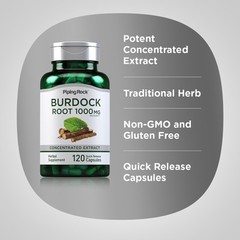 Burdock Root Capsules | 1000mg | 200 Count | Non-GMO | by Piping Rock
