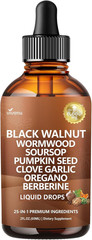 25-In-1 Liposomal Black Walnut Wormwood Clove Tincture, Cleanse for Humans Drops