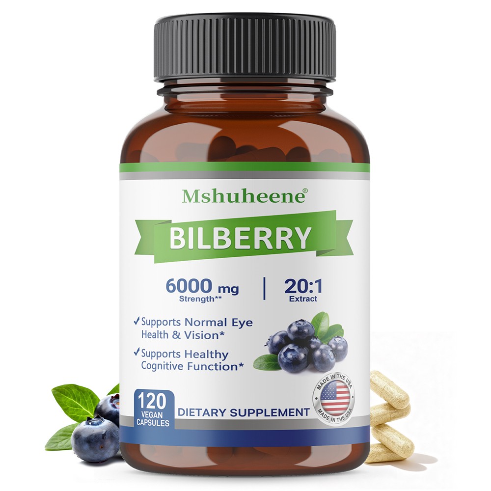 Bilberry Extract 6000 Mg 20:1 Concentrate 120 Vegan Capsules Daily Supplement