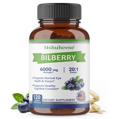 Bilberry Extract 6000 Mg 20:1 Concentrate 120 Vegan Capsules Daily Supplement