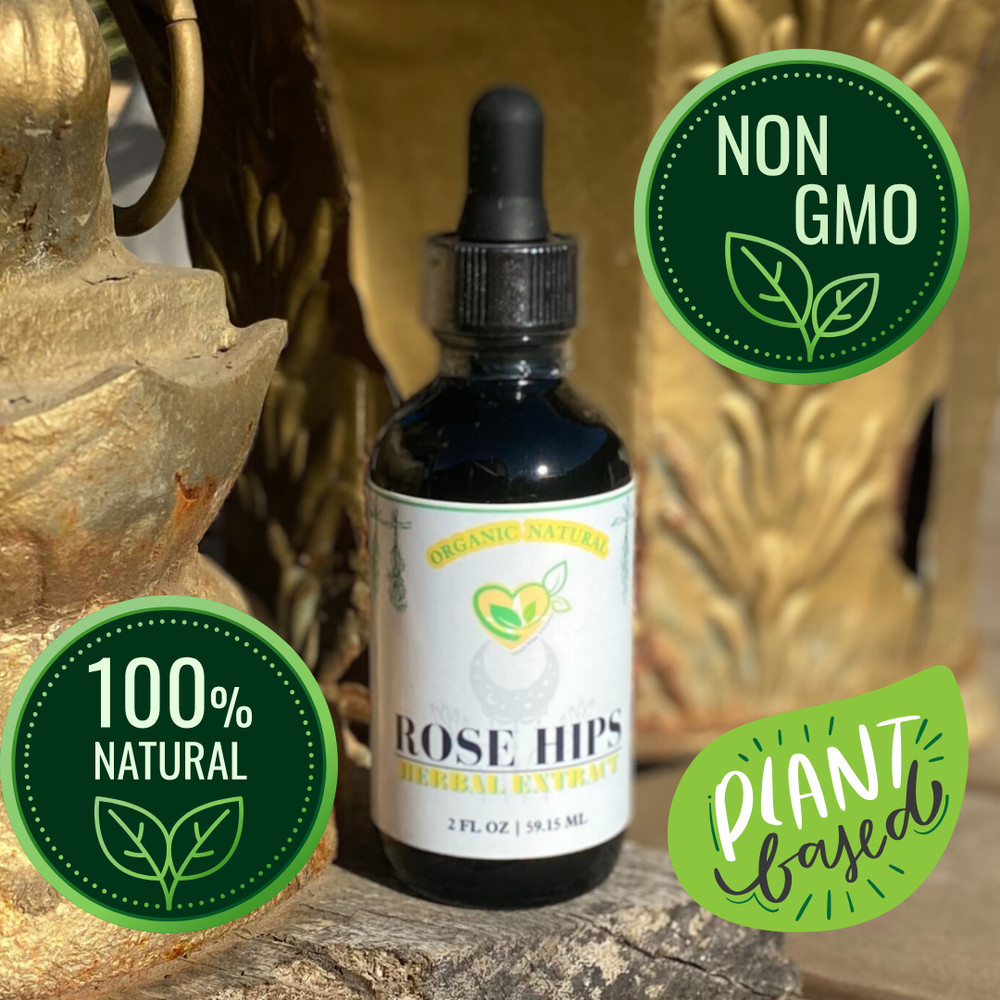 Rose Hips Non-Alcohol Extract Tincture Organic Liquid Herbal Drops 2oz Body Skin