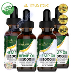 Nº1 Best Hemp Oil Drops for Pain Relief Stress Sleep PURE ORGANIC 1000mg 4 Pack
