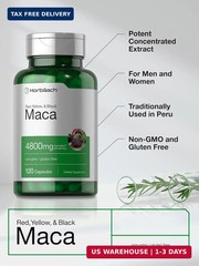 Horbäach Maca Root Capsules for Men and Women | 120 Pills | High Potency Extract