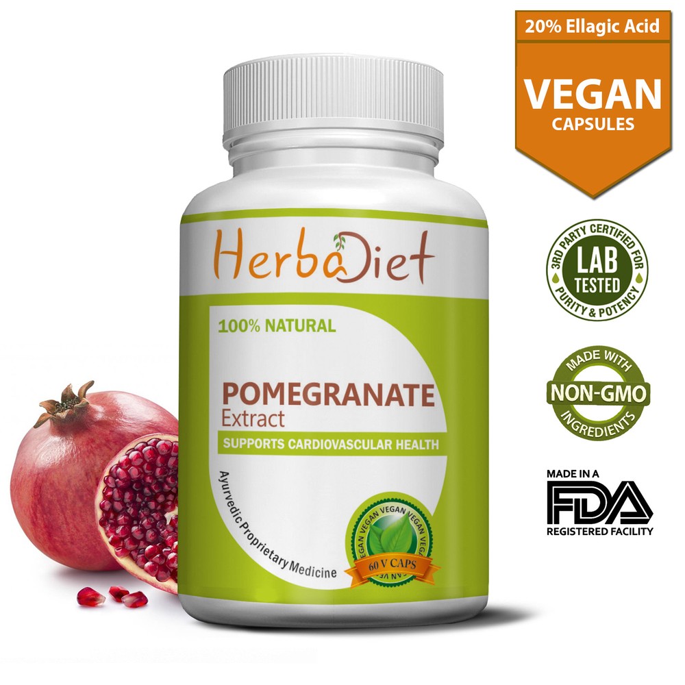 Pomegranate Extract Standardized Veggie Capsules 40% Ellagic Acid Antioxidant