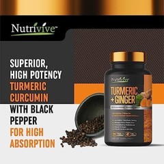 Nutrivive Turmeric Curcumin w/Ginger BioPerine 1500mg Blk Pepper 120 Caps-X-9/26