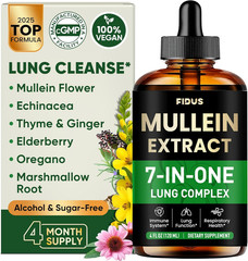 Mullein Drops for Lungs, 120 Servings – Mullein Leaf with 7 Herbs Echinacea, Ore