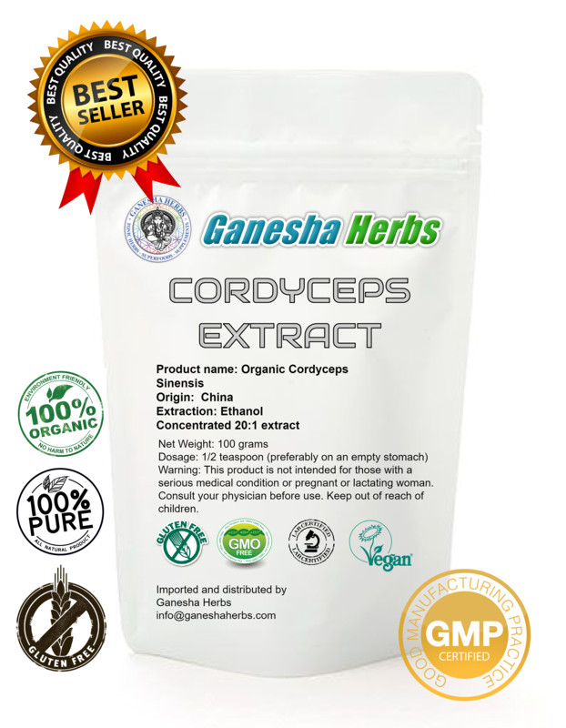 Organic Cordyceps Sinensis Mushroom High Potency 20:1 Extract Powder 3.6 oz.