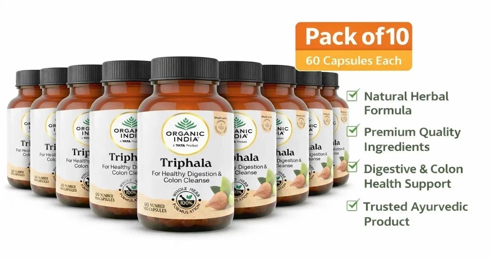 10 X Organic India TRIPHALA 60 Caps Each Ayurvedic Wellness Support Exp 2028