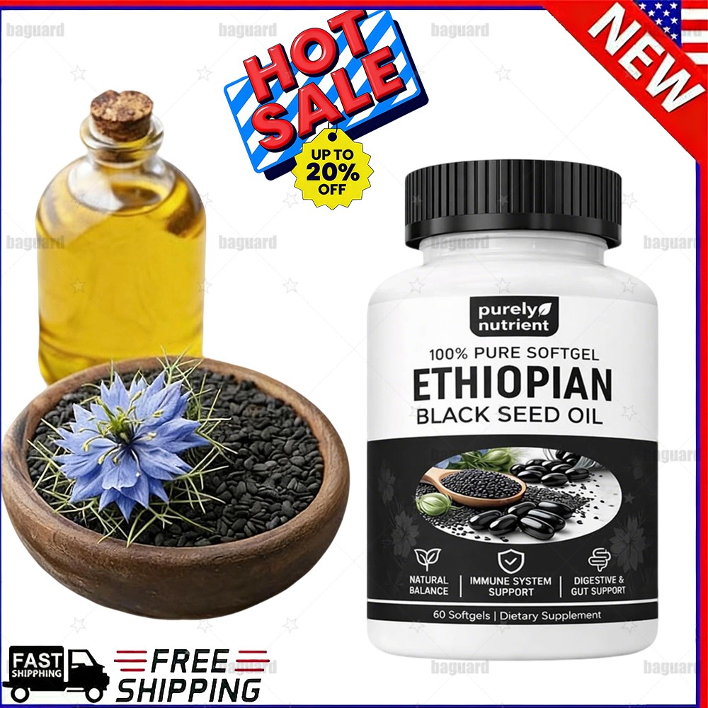 Ethiopian Oil Seed Black Softgels |4.64% Thymoquinone |Gluten-Free, 60 capsules