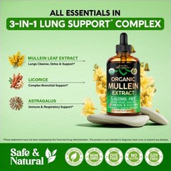 Organic Mullein Leaf Drops for Lungs Support – Herbal Extract Liquid 4 oz