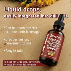 Glucora Berberina Liquida Gotas, Berberine Drops with Ceylon Cinnamon, Bitter Me