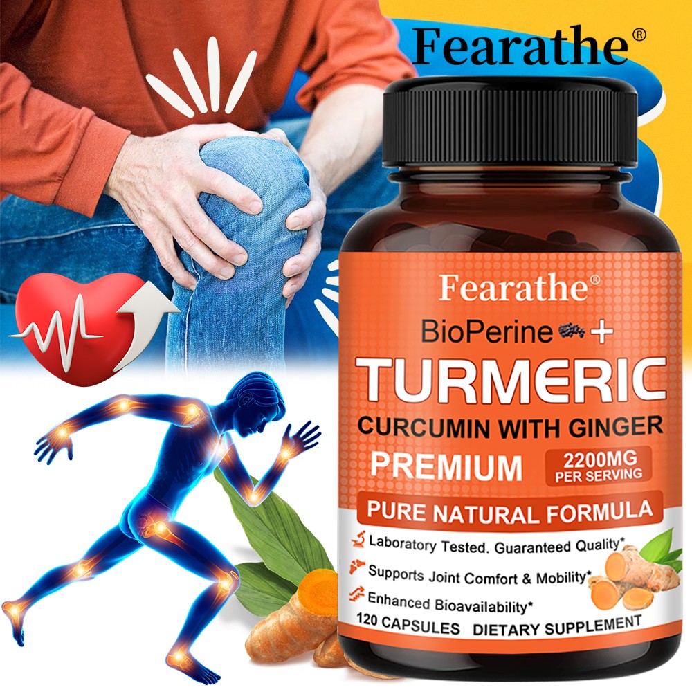Curcumin Ginger Black Pepper 2200mg Per Serving Bone Joint Pain Relief 120 Caps