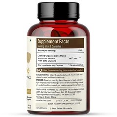 Lions Mane Mushroom Extract Capsules USDA Organic 60 Capsul c583