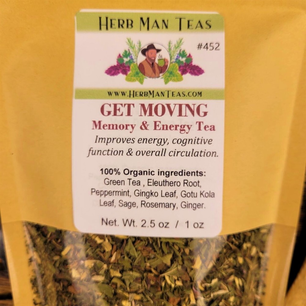 GET MOVING TEA -Memory & Energy Tea to improve focus, memory by master herbalist