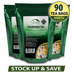 Chamomile Tea Bags 90 Count 3 Pack Herbal Tea Naturally Caffeine Free Zokiva