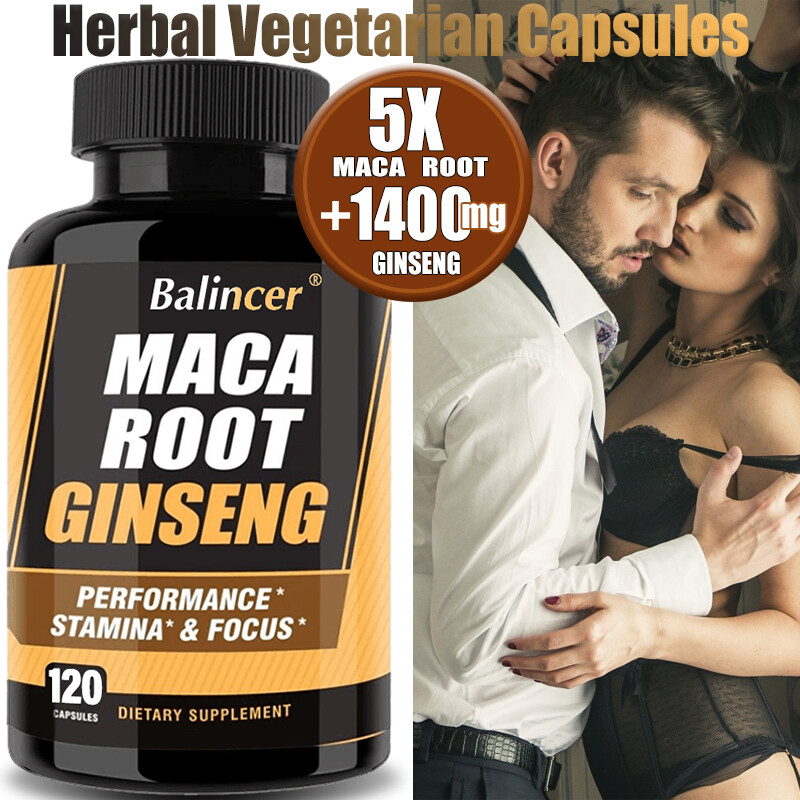5X Maca Root 140 Mg Ginseng Capsules Support Stamina* Focus