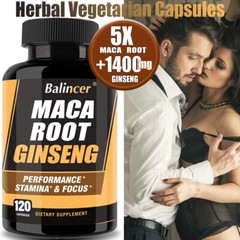 5X Maca Root 140 Mg Ginseng Capsules Support Stamina* Focus