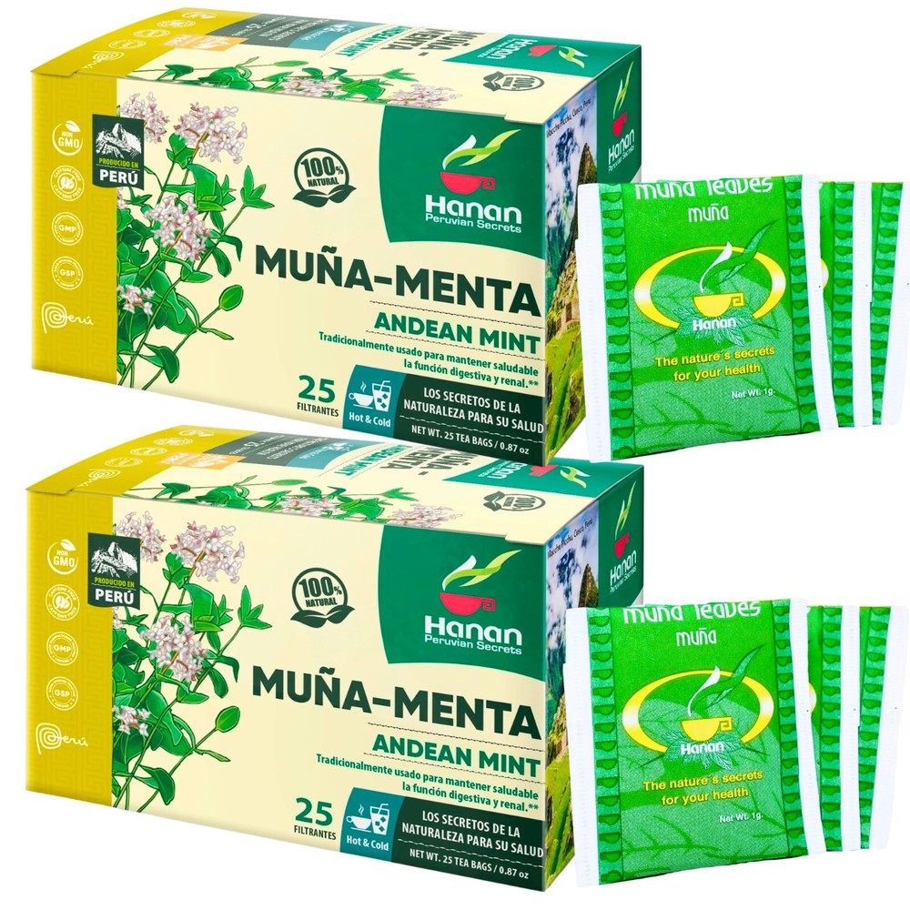 Andean Mint Tea Te de Muña – 50 Tea Bags All Natural Wild Muna Leaves from Peru