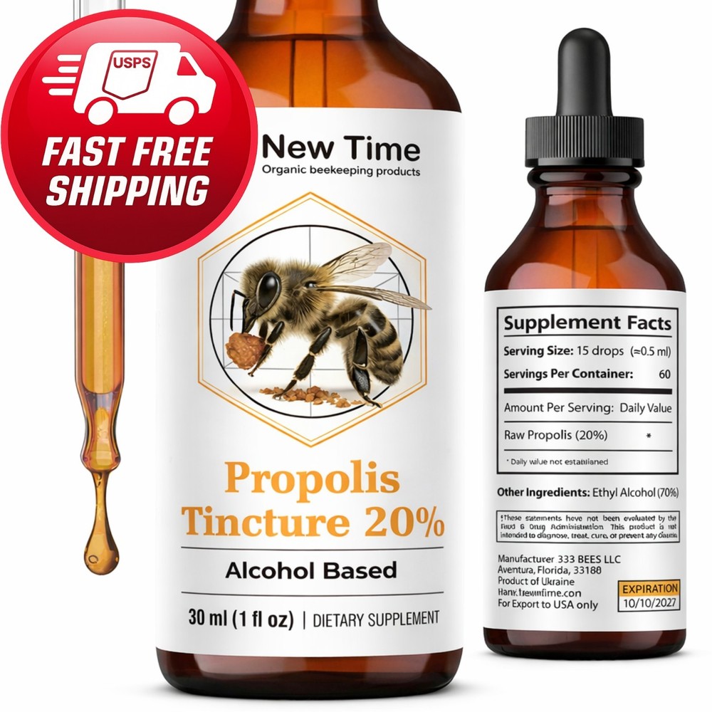 1 oz Bee Propolis Tincture 20% – Alcohol-Based, Pure, Natural Immune Support