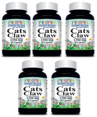 Cats Claw 1350mg 5X90Caps Uncaria Tomentosa Inner Bark Triple Strength No Gluten