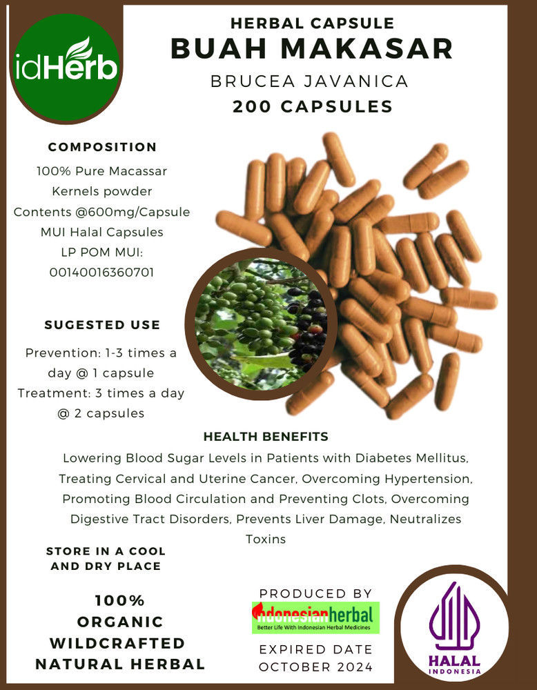 CAPSULE Brucea Javanica Macassar kernels Natural 100% Organic Herbal Herbs