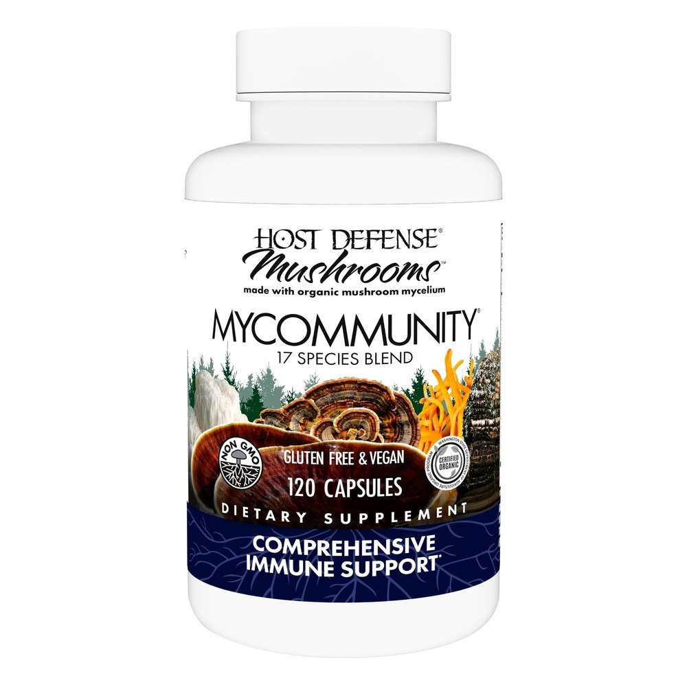 Herbal Mushroom Supplement for Immune Support 120 Capsules Organic MyCommunity
