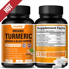 Turmeric Curcumin with Ginger & Black pepper 1500mg Triple Strength 120 Capsules