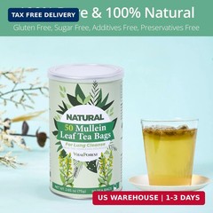 50 Mullein Tea Bags for Lungs, VitalForest 100% Pure Leave Tea, Lung…
