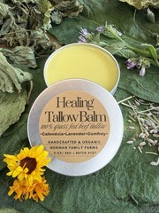 Organic Healing Balm Comfrey Plantain Calendula Lavender Tallow 2 Oz +TravelSz