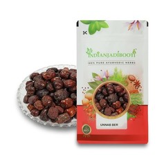 IndianJadiBooti Unnab Ber Whole Dried Jujube Fruit (Red Dates) Natural-400 GRAMS