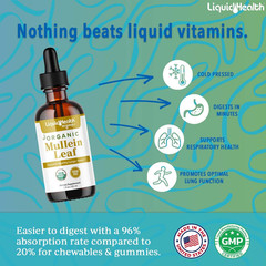 Organic Mullein Leaf Extract Drops for Respiratory Health – 2 Fl Oz