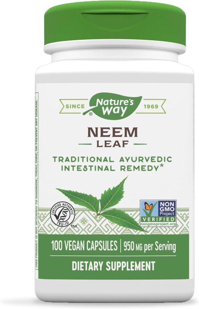 Neem Leaf 950 Mg Traditional Ayurvedic Intestinal Remedy Detox Liver, 100 Caps