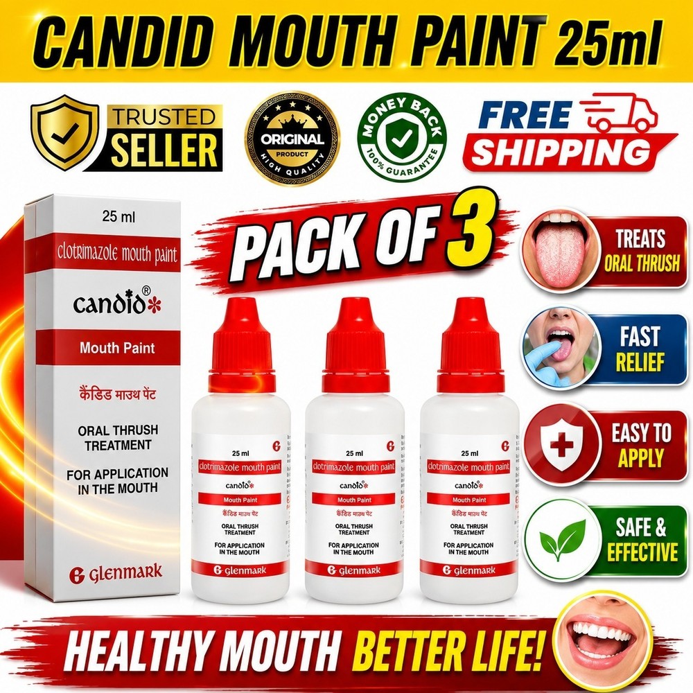 PACK OF 3 – CANDID MOUTH PAINT FOR ORAL THRUSH TREATMENT 25 ML EACH