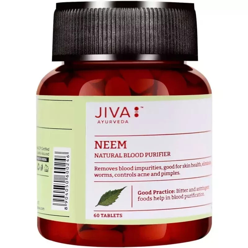 JIVA NEEM Tablets (60tab) 500mg, Herbal Ayurvedic Skin Wellness..