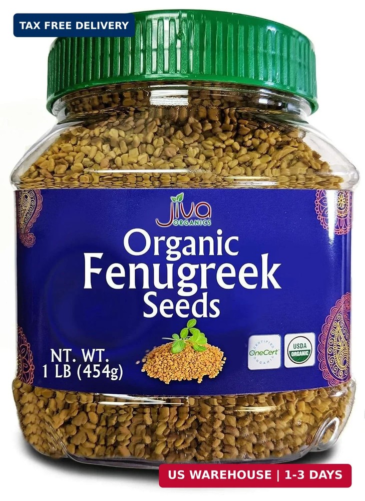 Jiva Organics Organic Fenugreek Seeds Whole 1 Pound Jar – Methi Seed for Cooking