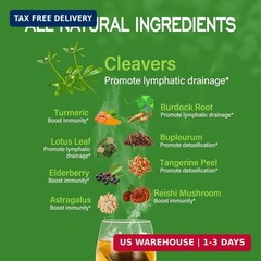 TisaFlor Cleavers Herb Lymphatic Drainage Tea Bags, 50Count -Caffeine Free | for