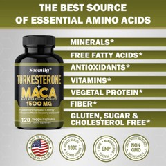 Maca Root Capsules 1500mg, Black Red Yellow Maca Extract, 30 to 120 Capsules