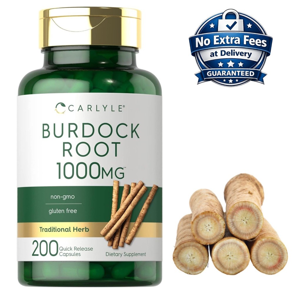 Burdock Root Extract 1000mg 200 Capsules Arctium Lappa | 200 Day Supply