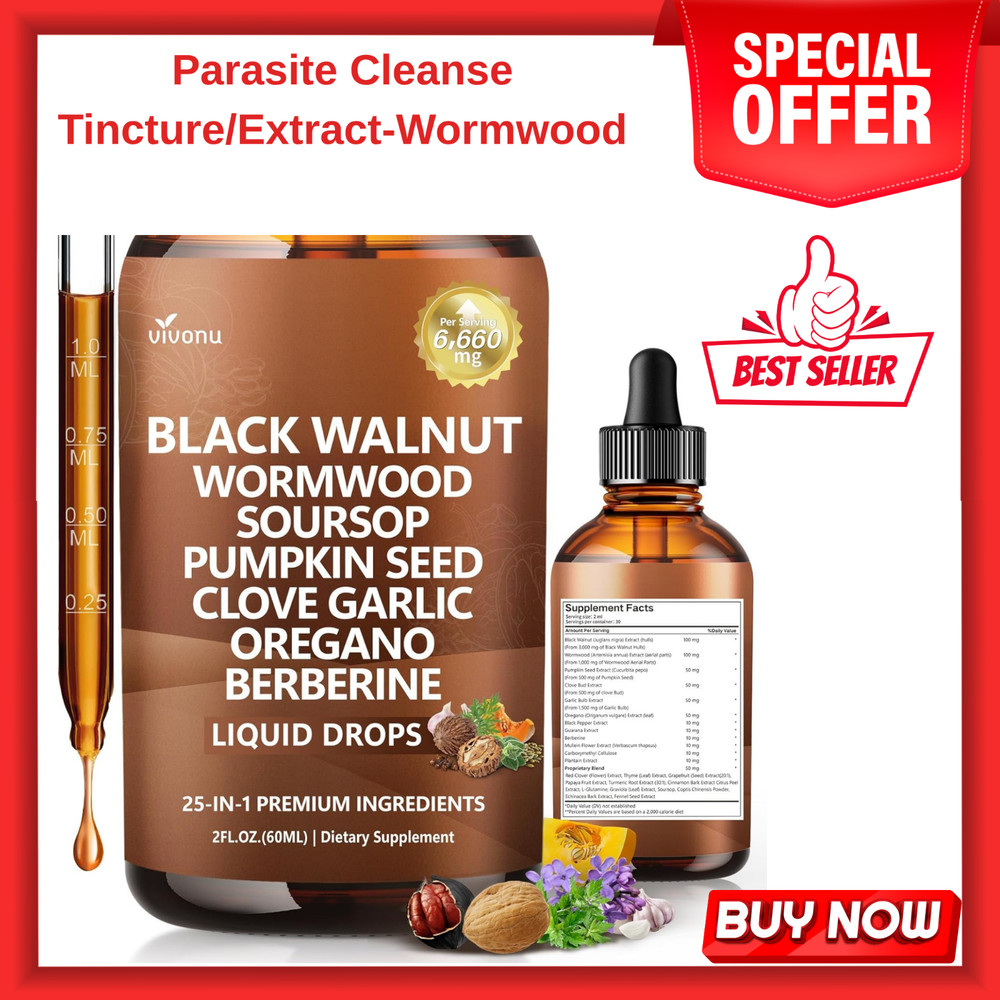 Parasite Cleanse Tincture/Extract-Wormwood,Black Walnut Hull, Clove,Best Quality