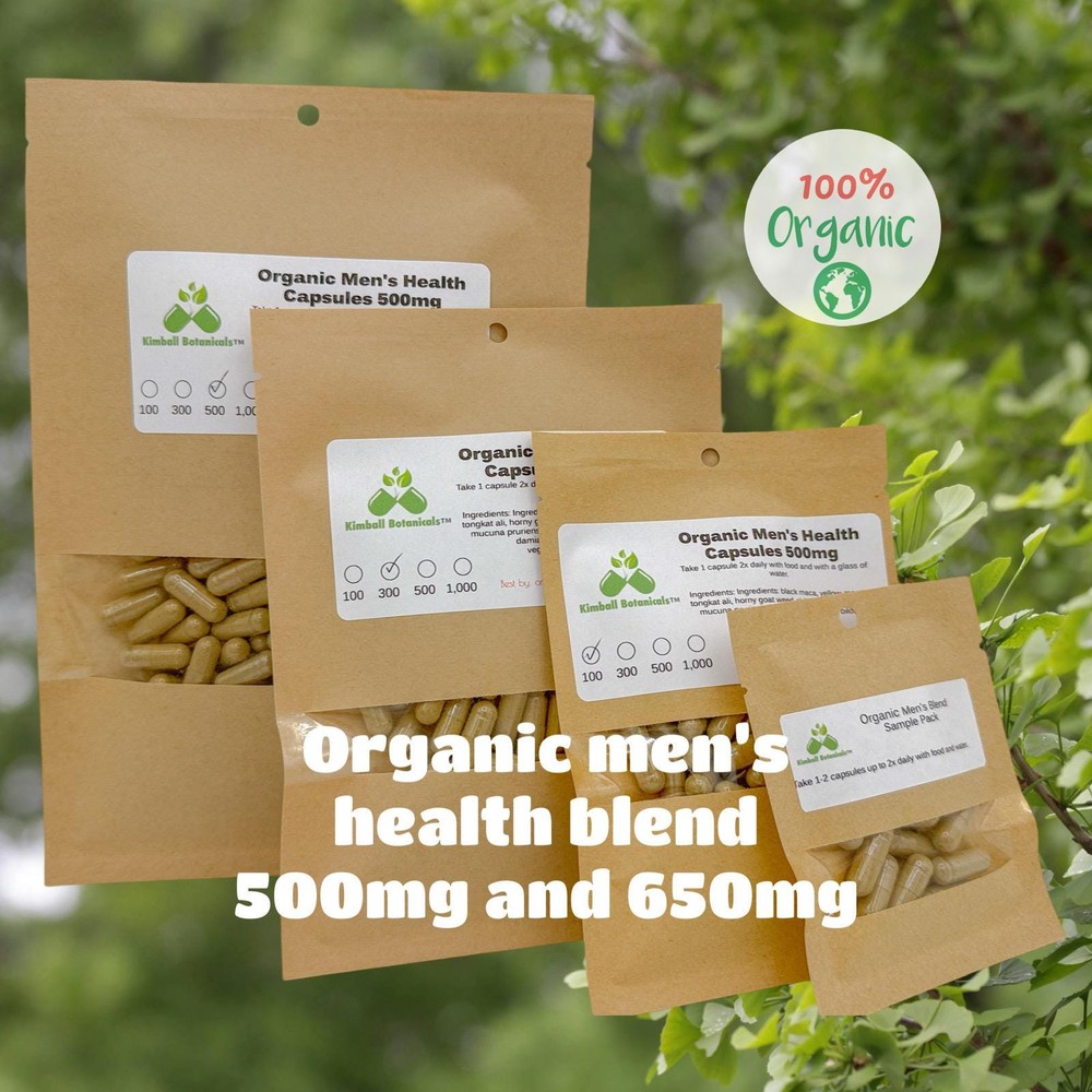 Organic Men’s Health blend 500mg or 650mg vegetarian capsules made fresh to