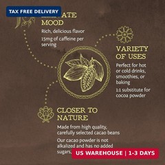 Pure Cacao Powder Organic Unsweetened & Raw | Premium USDA Organic Cacao Powder