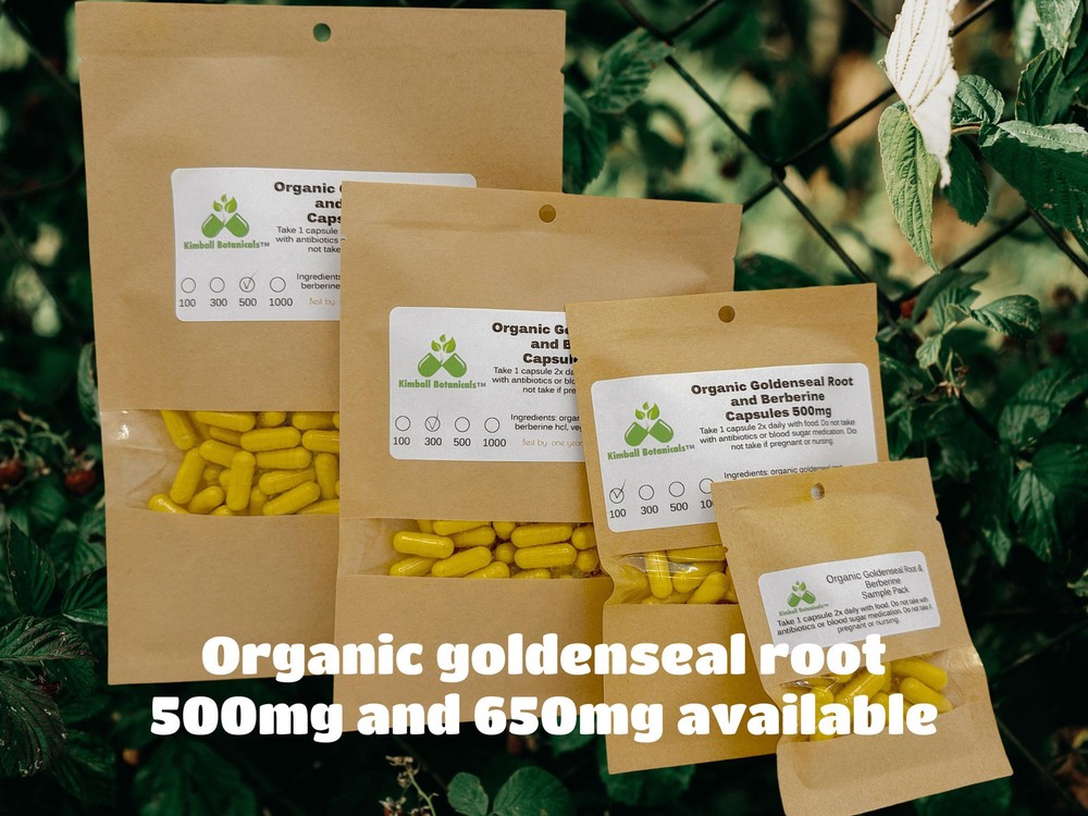 Organic Goldenseal Root and Berberine (Hydrastis canadensis) 500mg and 650mg