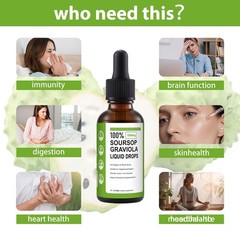 Organic Soursop Graviola Liquid Drops – 1800mg Pure Extract, Sugar/Gluten Free,