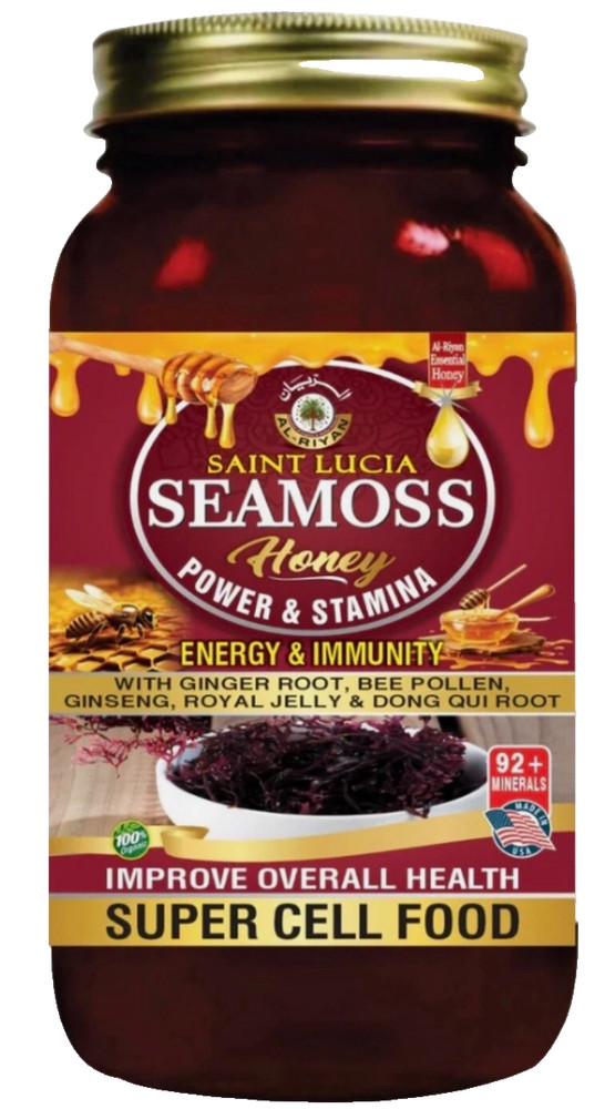 Organic Saint Lucia Sea Moss Honey By Al-Riyan, Power & Stamina, Super Cell Food