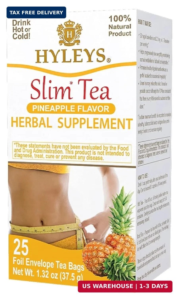 Hyleys Slim Tea Pineapple Flavor – Weight Loss Herbal Supplement Cleanse and Det
