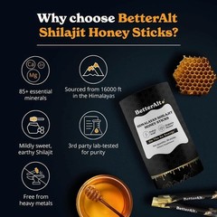 Better Alt Pure Himalayan Shilajit Honey Sticks with Organic Honey, Naturally Sw