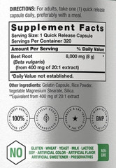 Beet Root 8000mg 320 Caps Non-GMO/No Wheat/No Lactose