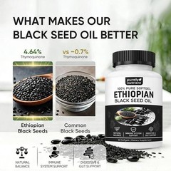 Ethiopian Black Seed Oil Softgels |4.64% Thymoquinone |Gluten-Free, 60 pills