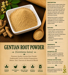 Wild Crafted Gentian Root Powder (Gentiana lutea) Premium Herbal Root Powder