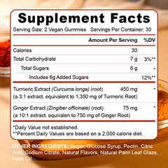 60pcs Turmeric Gummies – 450 mg Turmeric Extract & 75 mg Ginger per Serving